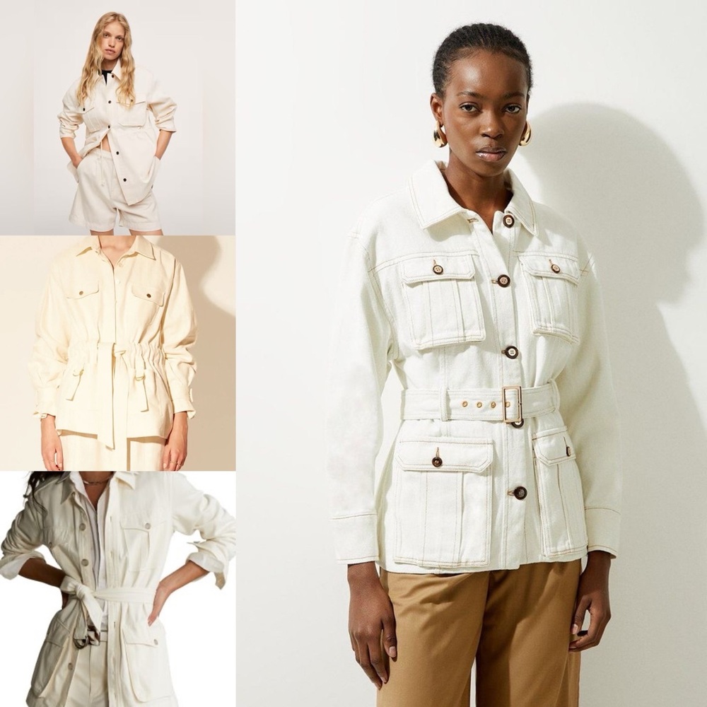 80s Vintage Liz Claiborne chore/safari jacket in cream - Picture 5 of 5